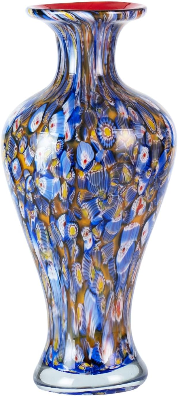 KAMMAK Colored Glass Vase, Beautiful Hand Blown Decorative Vase, Modern Art Vase for Flower Mantle Dining Table Centerpiece, Entryway Living Room Wedding Decoration, 8HPHR017