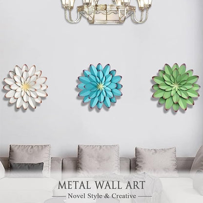 AHYS Metal Flowers Wall Decor Indoor Outdoor Metal Wall Art for Farmhouse Home Living Room Bedroom Bathroom Garden Decor – 12 Inch - White
