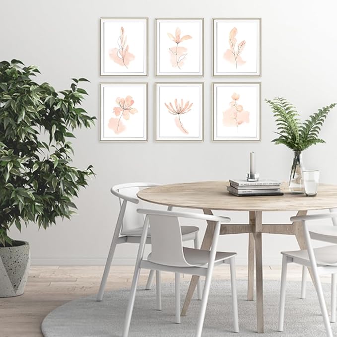 DREAM BIG PRINTABLES Floral Watercolor Sketches Art Prints (Set of 6) - Unframed - 11x14 | Botanical Wall Decor | Bedroom Wall Decor