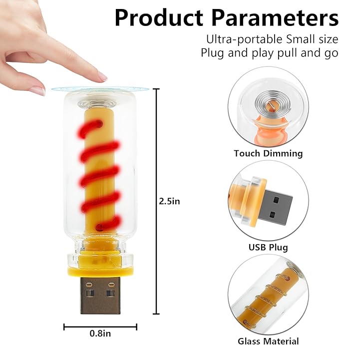 4PCS Touch Control Retro USB Night Light Dimmable Led Mood Lamp Plug in USB Mini LED Bulbs Small Ambient Lighting for Car, Camping, Gift, Party, Holiday Decoration, Bedroom, Desktop (4, Red)