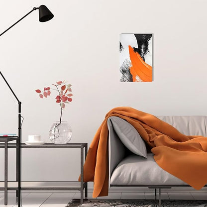 YPY Orange Black Abstract Painting Canvas Wall Art: Grey Orange Picture for Living Room Decoration, Minimalist Painting Textured Print Poster for Bedroom Home Office Decor 10"x15"