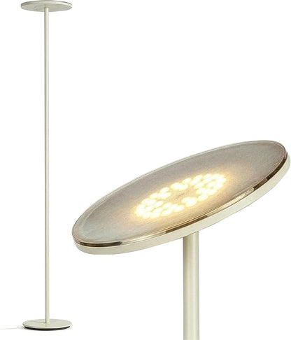 Brightech Sky LED Floor lamp, Torchiere Super Bright Floor Lamp for Living Room Decor & Office - Dimmable, Tall Standing Lamp with Warm Light for Bedroom & Reading - Cream