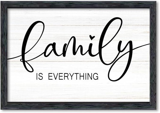 AuraPeak Family Is Everything Wall Decor Rustic Dining Room Sign for Horizontal Home Living Room Entryway Hallway Wood Hanging Plaque Wall Art Decoration (Black 16"×10")