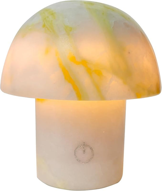 Arctic Green Gemstone Mushroom Lamp - Natural Luxury Stone Night Light with LED, Touch Control 3 Brightness, USB Rechargeable Bedside Decor Gift