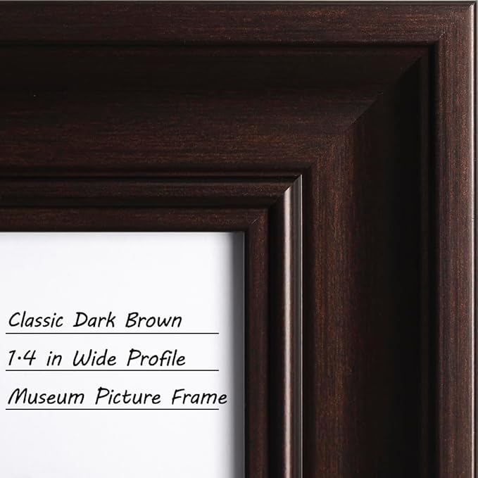 Yaetm 4x6 Picture Frame Set of 4, 1.4” Wide Molding & Dark Brown Photo Frames with HD Tempered Glass, Display on Tabletop & Wall Mounting, Brown