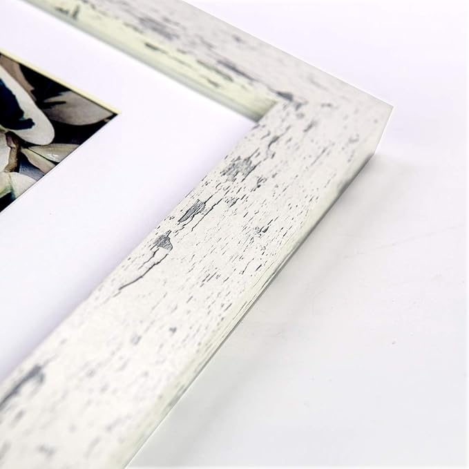 Rustic White 8x10 Picture Frame set of 2,Display 8x10 without Mat or 5x7 with Mat
