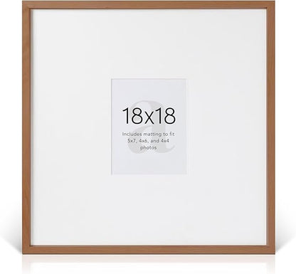 artisane home goods - Gallery Frame 1.0, Picture Frame, 18x18 Walnut, Gallery Wall Frame Set, Large Picture Frame, Oversized Mat (4x4, 4x6, and 5x7)