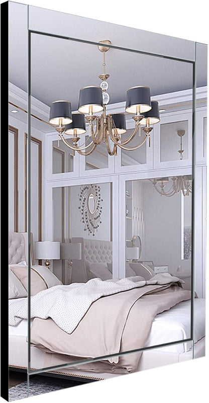 Syndra 24x 32 Rectangular Mirror for Bathroom, Bathroom Mirrors for Over Sink, Wall Mounted Vanity Mirror with Tempered Glass, Rust-Resistant Solid Wood Frame for Bathroom, Bedroom, Living Room
