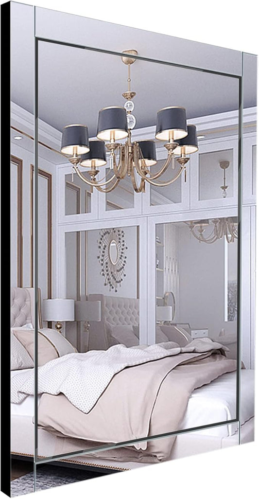 Syndra 24x 32 Rectangular Mirror for Bathroom, Bathroom Mirrors for Over Sink, Wall Mounted Vanity Mirror with Tempered Glass, Rust-Resistant Solid Wood Frame for Bathroom, Bedroom, Living Room