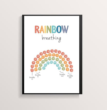 ajdvart Mindfulness Breathing Exercise Poster, Calm Down Corner & Classroom Decor, Breathing Exercise Poster for Therapy Office & Mental Health Wall Art Educational Tool Unframed Canvas 8.5"x11"