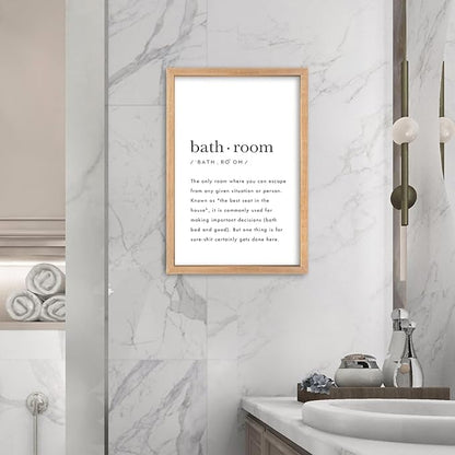 YWMZYKJGS Bathroom Quotes Wall Decor 16"×11" for Toile Restroom Rules Sign Funny black and white Restroom Quotes Modren Bathroom Wall Hanging Art (Wood)