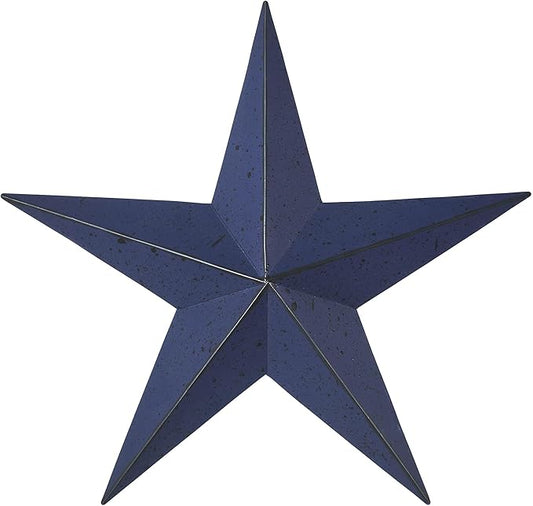 VHC Brands Patriotic Faceted Metal Star Wall Hanging 12x12, Independence Day Decor, American Star Design, Distressed Appearance Metal Wall Art