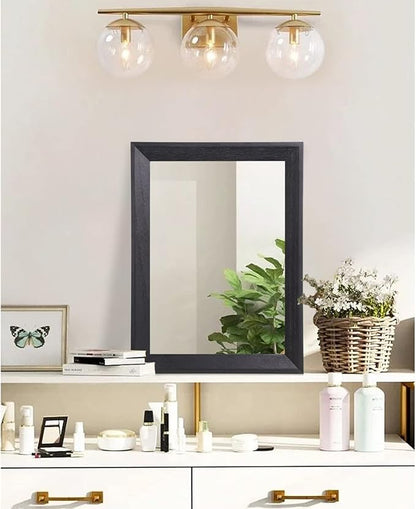 AAZZKANG Wall Mirror Black Rectangle Mirrors for Wall with Wood Framed Decorative for Bedroom Bathroom Living Room Farmhouse Entryway Hanging Small