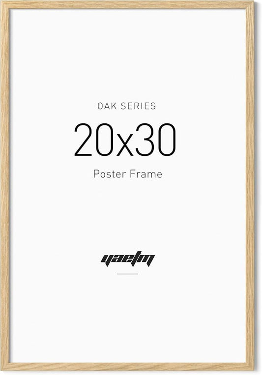 Yaetm Minimalist 20x30 Oak Wood Frame for Poster, Natural Solid Wood 20x30 Picture Frame for Wall, Lightweight, Wall Decor for Office, Gallery & Home (Single, Oak)