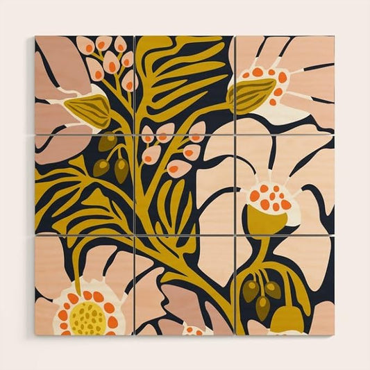 Society6 These Flowers Always Fit - Floral Illustration by Annick-Wood Wall Art (5' x 5')