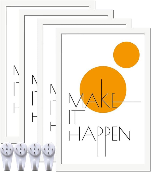 11x17 Picture Frame Set of 4, White 11 x 17 Poster Frame High Transparent Wall Gallery Poster Canvas Photo Frames for 11 by 17 inches