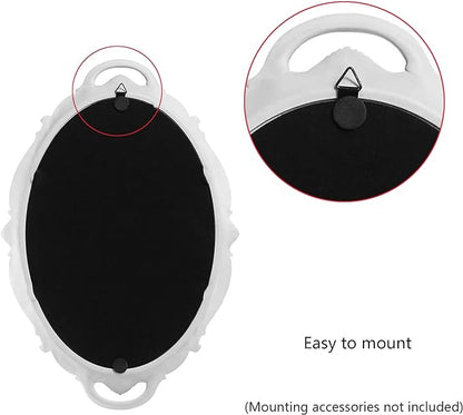 Eaoundm 14.5 x 10 inchs Oval Antique Decorative Wall Mirror Vintage Hanging Mirror (White 2 Pcs)