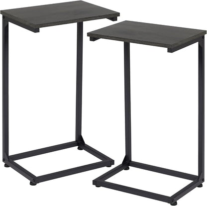 AMHANCIBLE C Shaped End Tables Set of 2, Couch Side Tables that Slide Under Sofa, TV Trays for Living Room, Bedroom, Small Space, Dark Grey HET02BDG