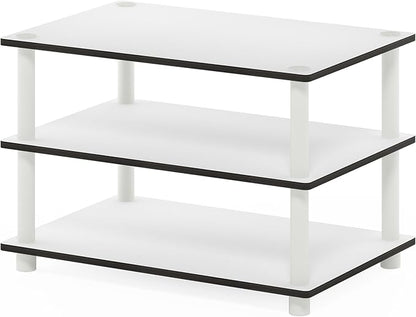 Furinno JUST Coffee Table, 3-Tier Modern Coffee Table with Open Shelf, Toolless Assembly Side Table, for Living Room, Bedroom, Home Office, White