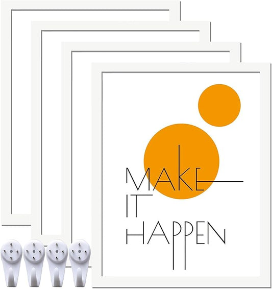 11x14 Picture Frame Set of 4, White 11 x 14 Poster Frame High Transparent Wall Gallery Poster Canvas Photo Frames for 11 by 14 inches