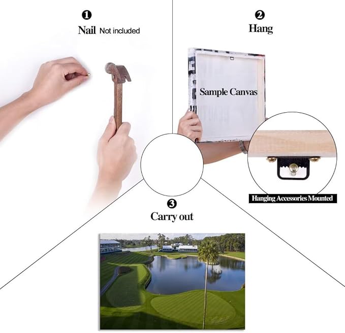 Florida Golf Course Wall Art for Living Room Bedroom Bathroom Home Decorations Golf Wall Decor Paintings TPC Sawgrass Golf Course Picture Poster Canvas Prints Framed Ready to Hang(18''H x 24''W)