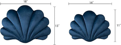 Ashler 3D Throw Pillows Shell Shaped Accent Throw Pillow, Soft Velvet Insert Included Cushion for Couch Bed Living Room, Pack of 1, Navy Blue, 18 X 13 inches