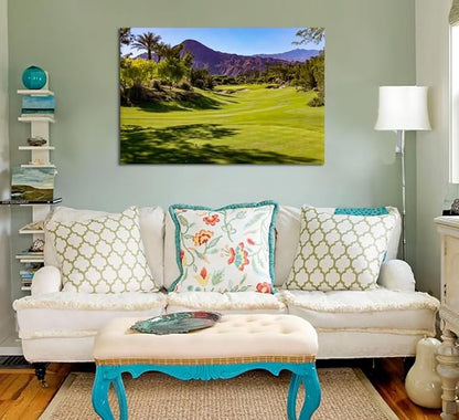 Beautiful Fairway At Indian Wells Golf Course Wall Art for Living Room Bedroom Bathroom Home Decorations Golf Course Canvas Prints Picture Poster Modern Artwork Framed Ready to Hang(18''H x 24''W)