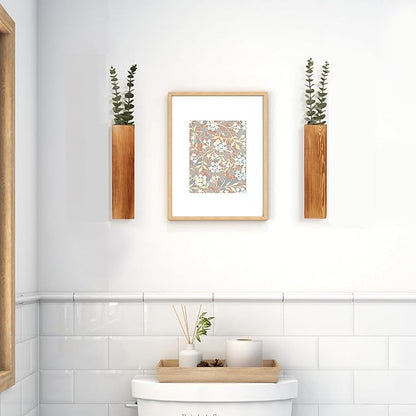 2-Pack Wood Wall Planters with 4 Removable Faux Eucalyptus Stems - Modern Farmhouse Wall Decor for Living Room, Bedroom, Bathroom - Wooden Wall Vases and Fake Eucalyptus for Home Office Decor