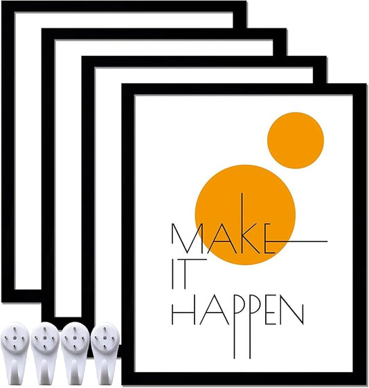 8x10 Picture Frame Set of 4, Black 8 x 10 Frame High Transparent Wall Gallery Poster Canvas Photo Frames for 8 by 10 inches