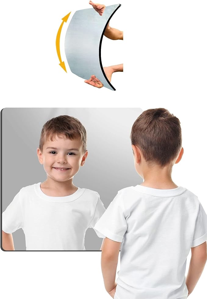 Kids Safety Shatterproof Mirror For Wall, Mirror Tiles, Made of Unbreakable Acrylic, Thick 0.12", 11.8"x11.8", Bedroom Door Closet Mirrors, Plexiglass, Living Room Mirrors, Glassless Mirro for Kids