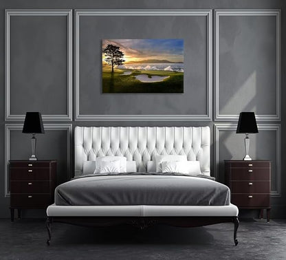 Pebble Beach Canvas Wall Art Picture Pebble Beach Golf Course Wall Decor for Living Room Bedroom Bathroom Home Decorations Golf Course Poster Picture Framed Artwork Ready to Hang(28''H x 44''W)