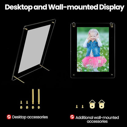 Thyle 8 Pcs Acrylic Photo Frame 8.5 x 11'' Clear Floating Picture Frame Certificate Document Poster Award Diploma Display Tabletop or Hanging Wall Mount for Back to School Teacher Student Gift(Gold)