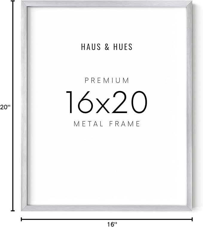 HAUS AND HUES 16x20 Silver Metal Picture Frame - Aluminum Wall Display for Posters and Photos - Modern Lightweight Style (16x20 in, Silver)