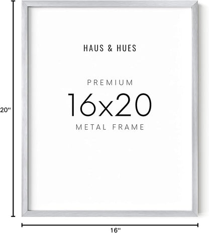 HAUS AND HUES 16x20 Silver Metal Picture Frame - Aluminum Wall Display for Posters and Photos - Modern Lightweight Style (16x20 in, Silver)