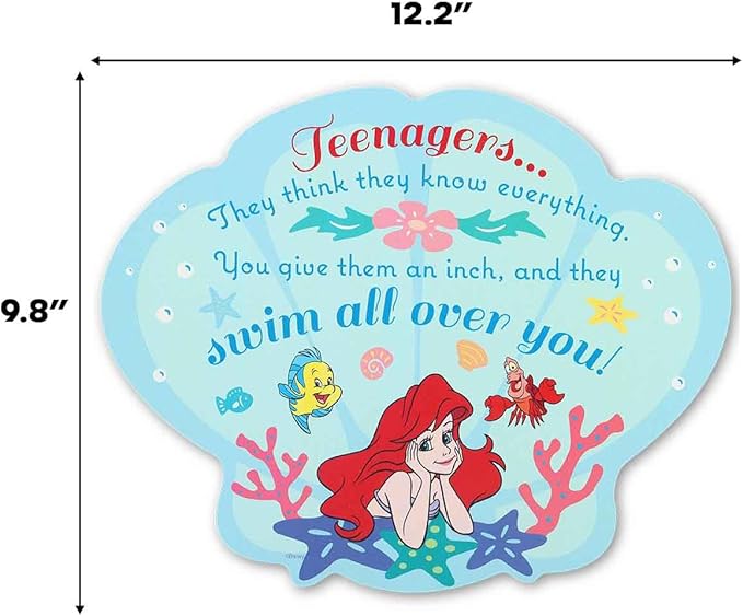 Open Road Brands Disney The Little Mermaid Teenagers Wood Wall Decor - Funny Sebastian Quote Wall Art with Undersea Scene