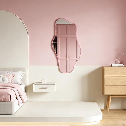 Asymmetrical Wall Mirror, 35.8"x17.7" Irregular Tempered Glass Mirror, Modern Abstract Frameless Mirrors for Living Room Bathroom Bedroom Hallway Entryway, Horizontal or Vertical Hanging