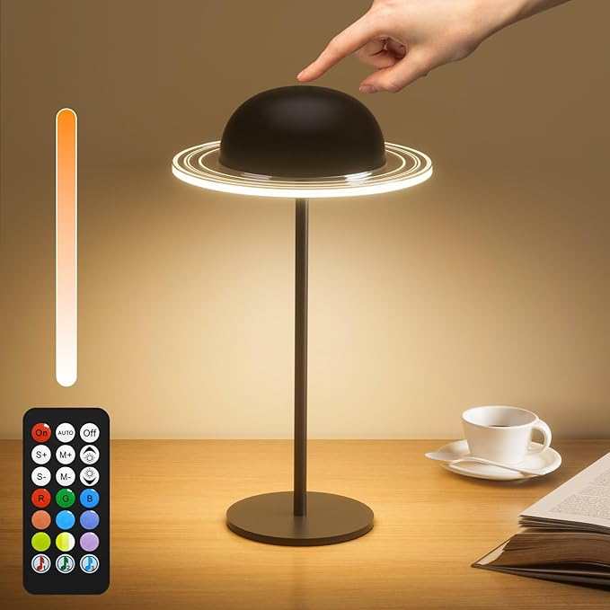 KIBTOY Cordless Table Lamps, Rechargeable Battery Operated Lamps, Touch & Remote Control, 3 CCT & RGB Colors Dimmable,Portable Small Lamp for Bedsides,Kids,Dining Room,Living Room 1 Pack