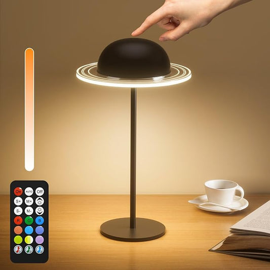 KIBTOY Cordless Table Lamps, Rechargeable Battery Operated Lamps, Touch & Remote Control, 3 CCT & RGB Colors Dimmable,Portable Small Lamp for Bedsides,Kids,Dining Room,Living Room 1 Pack