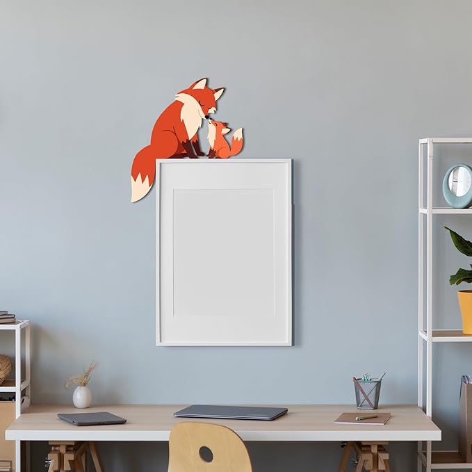 Fox Door Topper Adorable Fox Shape Statue Door Corner Sculpture for Handcrafted Wood Decor Sign, Creative Wooden Wall Decor