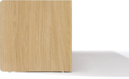 LuxenHome 69'' Oak TV Stand for Living Room for TVs up to 75'' TVs, Mid Century Modern TV Console Cabinet with Rounded Corners, Wood Low Media Console Entertainment Center with Storage
