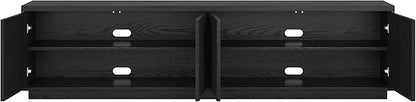 Henn&Hart Fluted TV Stand for TVs up to 85" with 2 Concealed Ribbed Storage Cabinets and Adjustable Shelves for Living Room, Family Room, or Office, Natural Black