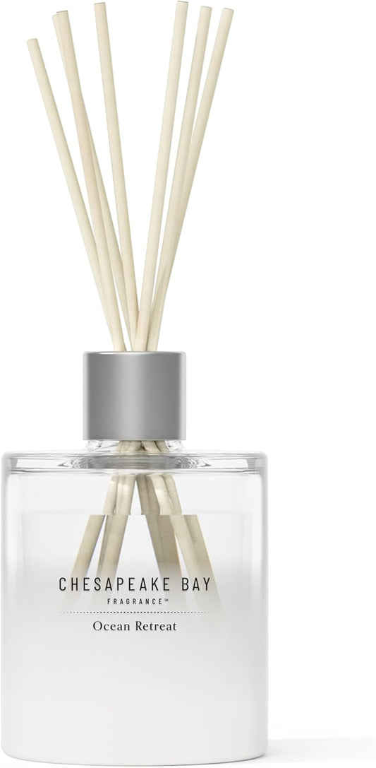 Chesapeake Bay, Reed Diffuser, 5.7oz, Ocean Retreat Scent, Mood Evoking, Sea Glass-Inspired Jar, Room Filling Fragrance Made with Essential Oils, Coastal Fragrance for Home Décor or Gifting
