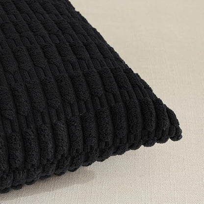 Fancy Homi 4 Packs Decorative Throw Pillow Covers for Living Room Couch Bed, Modern Farmhouse Boho Home Décor Accent Cushion Case, 26" x 26", Black