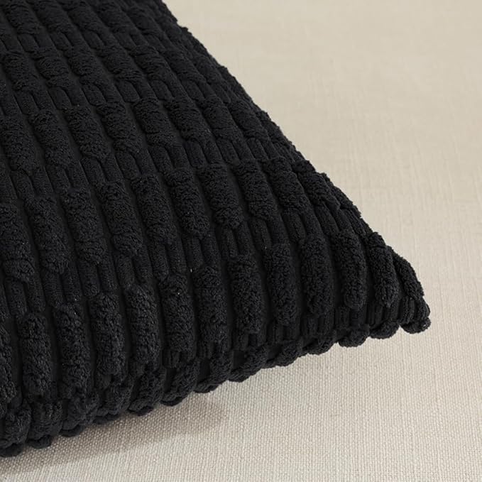 Fancy Homi 4 Packs Decorative Throw Pillow Covers for Living Room Couch Bed, Modern Farmhouse Boho Home Décor Accent Cushion Case, 18" x 18", Black
