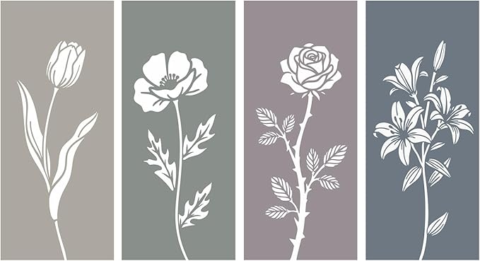 Sanwarm 4 Pieces Metal Wall Decor, Floral Botanical Minimalist Metal Wall Art Sage Boho Hanging Decoration for Home Bathroom Living Room Bedroom Garden Office Housewarming Gifts