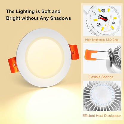 2 Inch LED Recessed Lighting, Dimmable Downlight 3W(35W Halogen Equivalent), CRI80, 3000K Warm White Ceiling Light with LED Driver(16 Pack)
