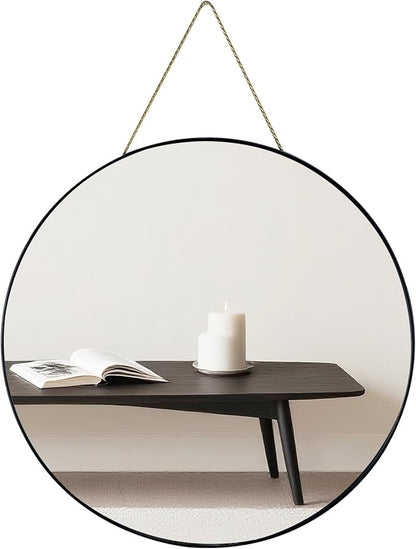 Funerom Black Round Wall Mirror 15.4 Inches Circle Mirror Bathroom Mirrors for Over Sink