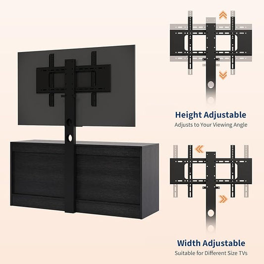 GarveeHome 4 Drawer Dresser TV Stand with Mount, XXX Inch Rattan Entertainment Center for TVs Up to 70 Inch, Farmhouse Wooden Media Console for Living Room, Bedroom, Black