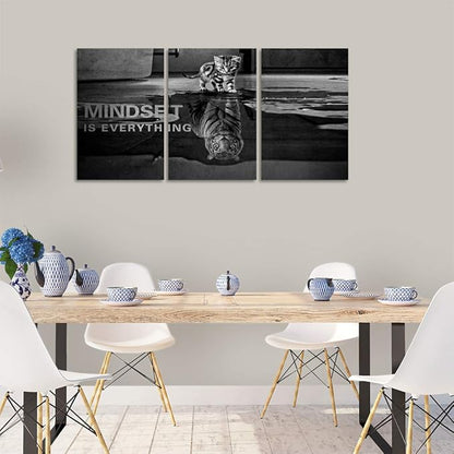 Yetaryy Inspirational Canvas Wall Art Large 3 Pieces Motivational Wall Art Picture Mindset is Everything Wooden Framed Artwork Entrepreneur Quotes Inspiration Wall Decor Painting Picture Wall Ar Hang,