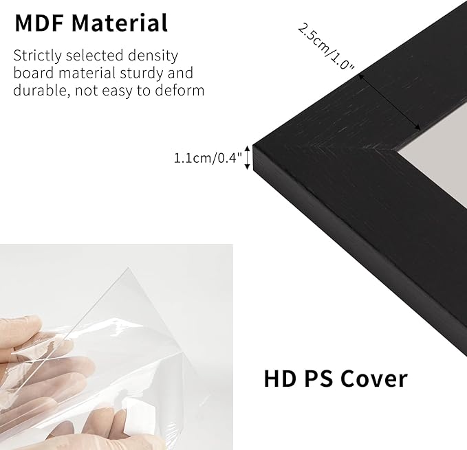 PETAFLOP Picture Frames 4 by 6 7 Pack, Black 4x6 Photo Frames Set for Wall Tabletop Horizontally or Vertically Display